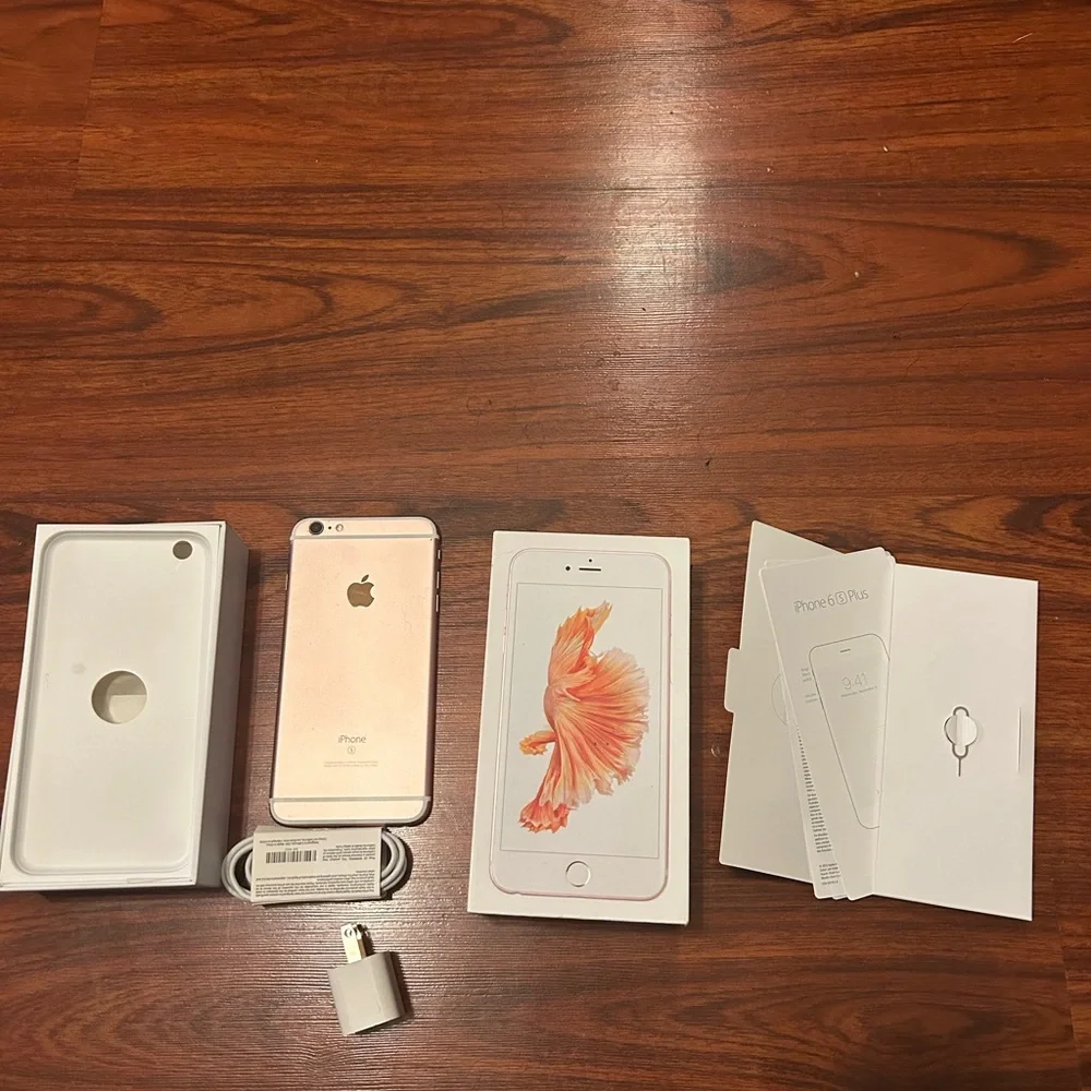 Unlocked Apple iPhone 6S Plus Original Box, Charger Cord,Plug 16 GB Rose Gold